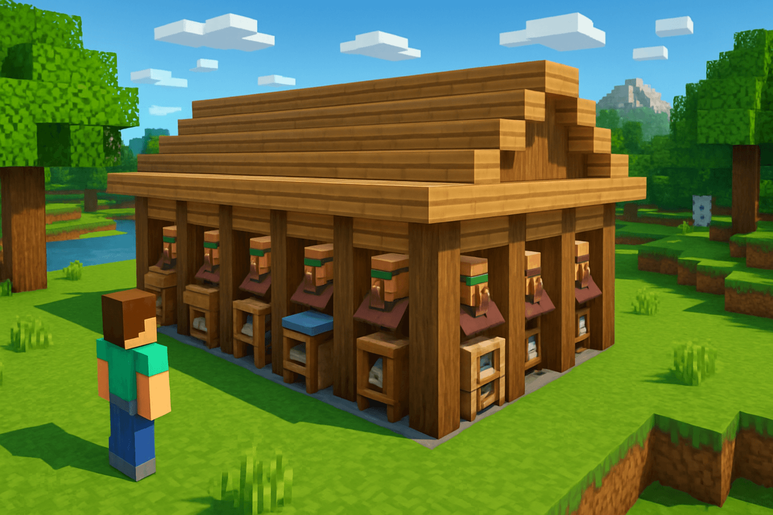 How to Build a Villager Trading Hall in Minecraft