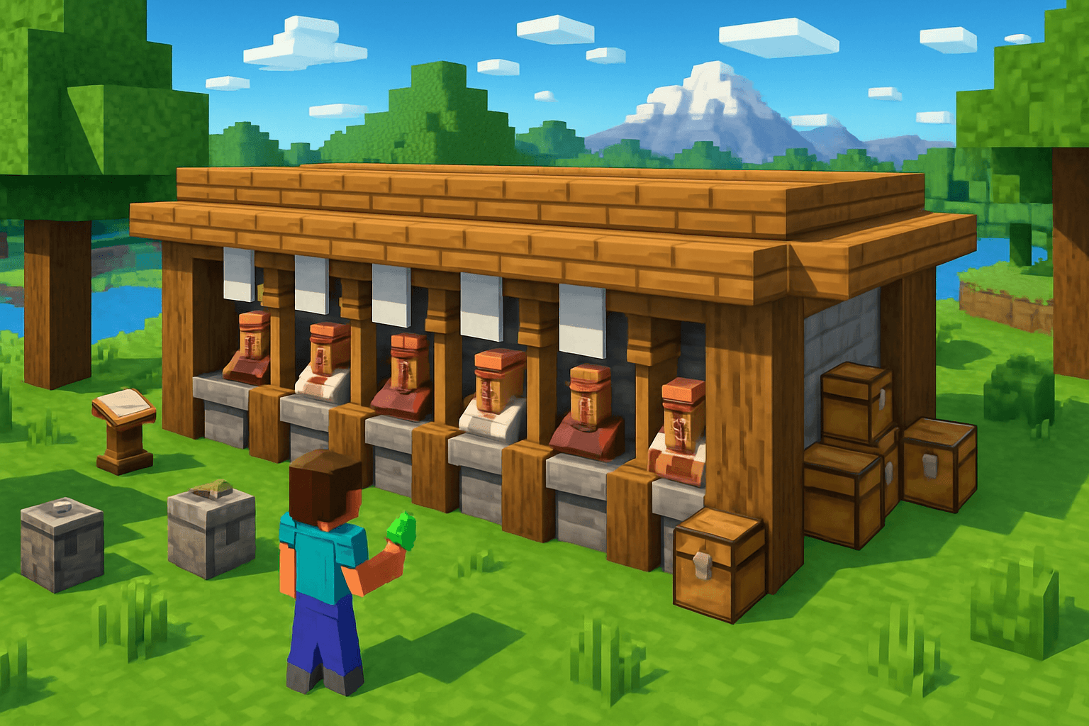 How to Build a Villager Trading Hall in Minecraft
